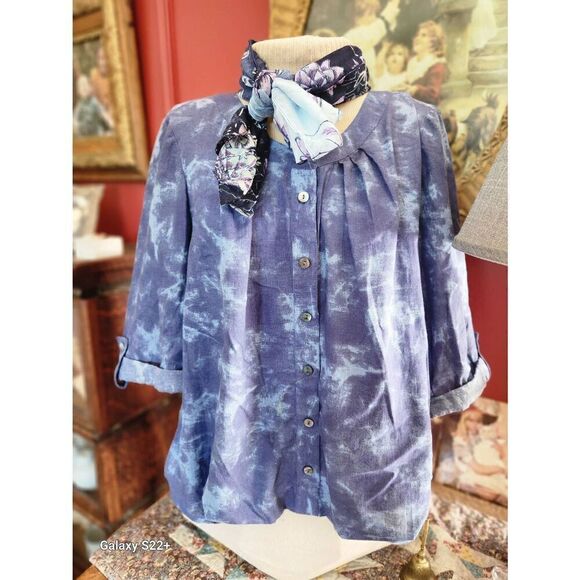 Scarf in Blues and Purples 70×13" - Picture 5 of 11